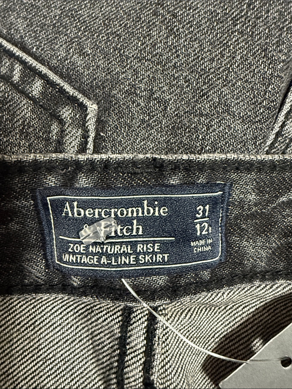 Abercrombie & Fitch Washed Black Distressed Denim Mini Skirt Vintage - Picture 9 of 9